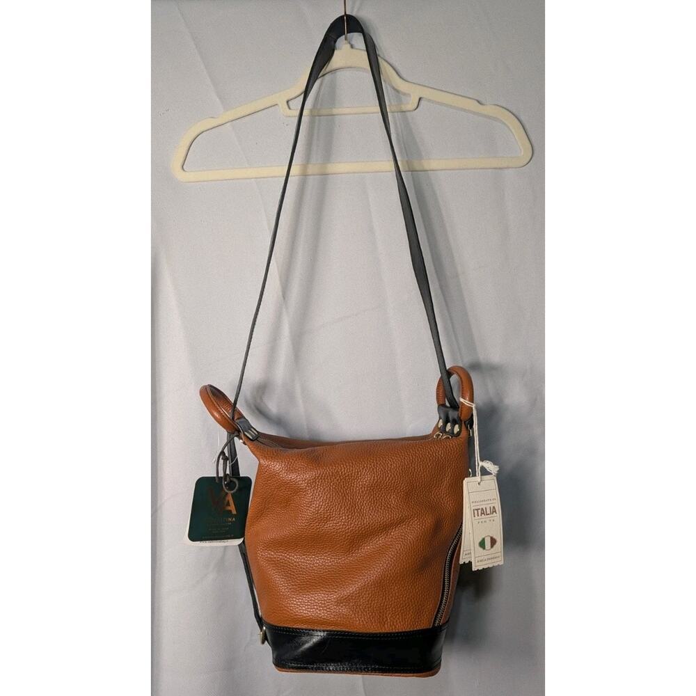 Valentina Convertible Leather Crossbody Shoulder Bag Pebbled Italy New